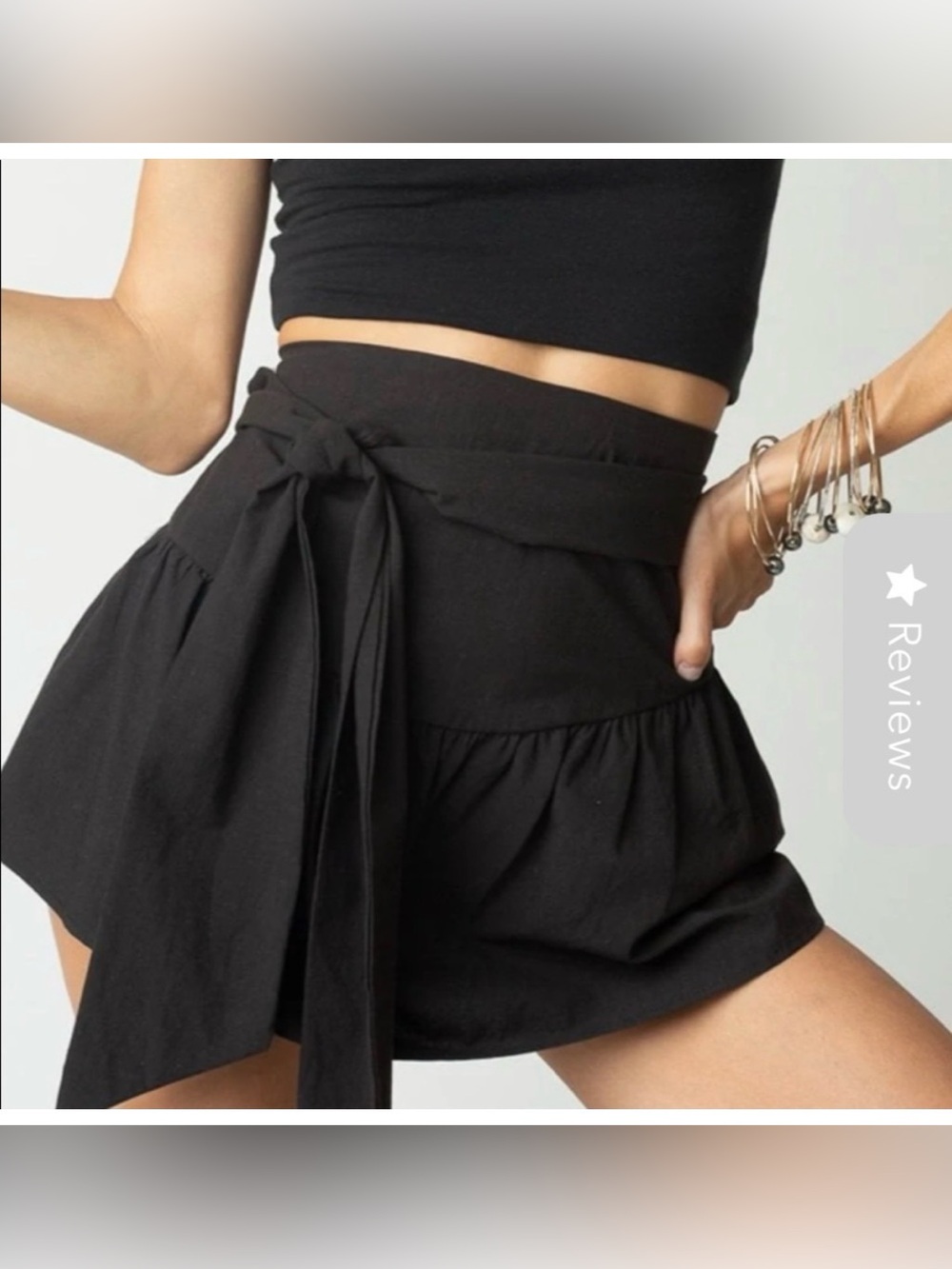 Stillwater the Brand Black tiered ruffle Tie-Front Moving On skirt Medium
